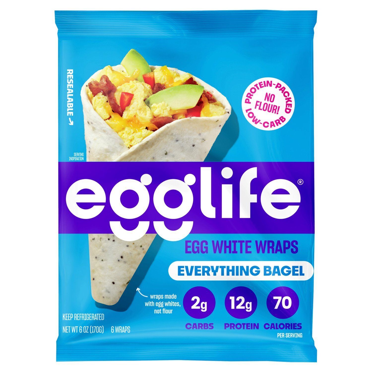 Egglife Everything Bagel Egg White Wraps, 6 count, 6 oz