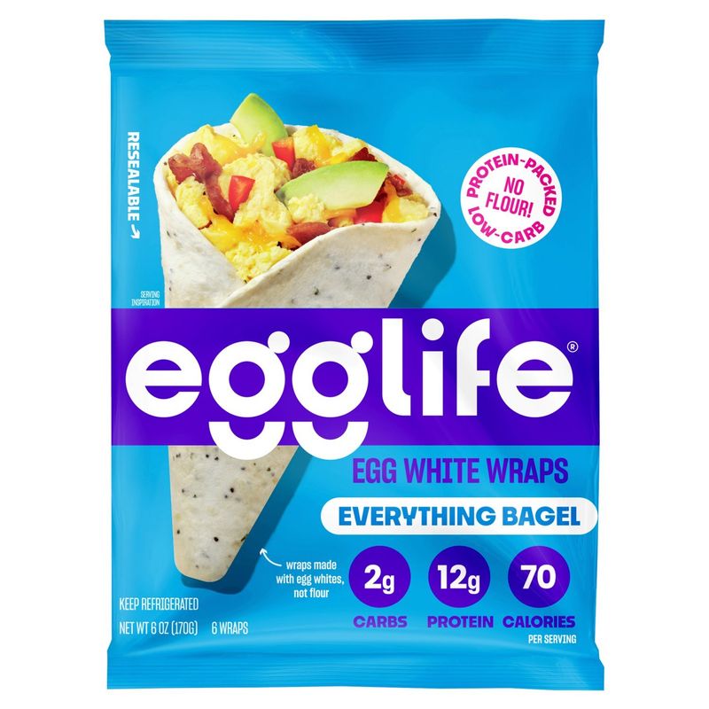 Egglife Everything Bagel Egg White Wraps, 6 count, 6 oz