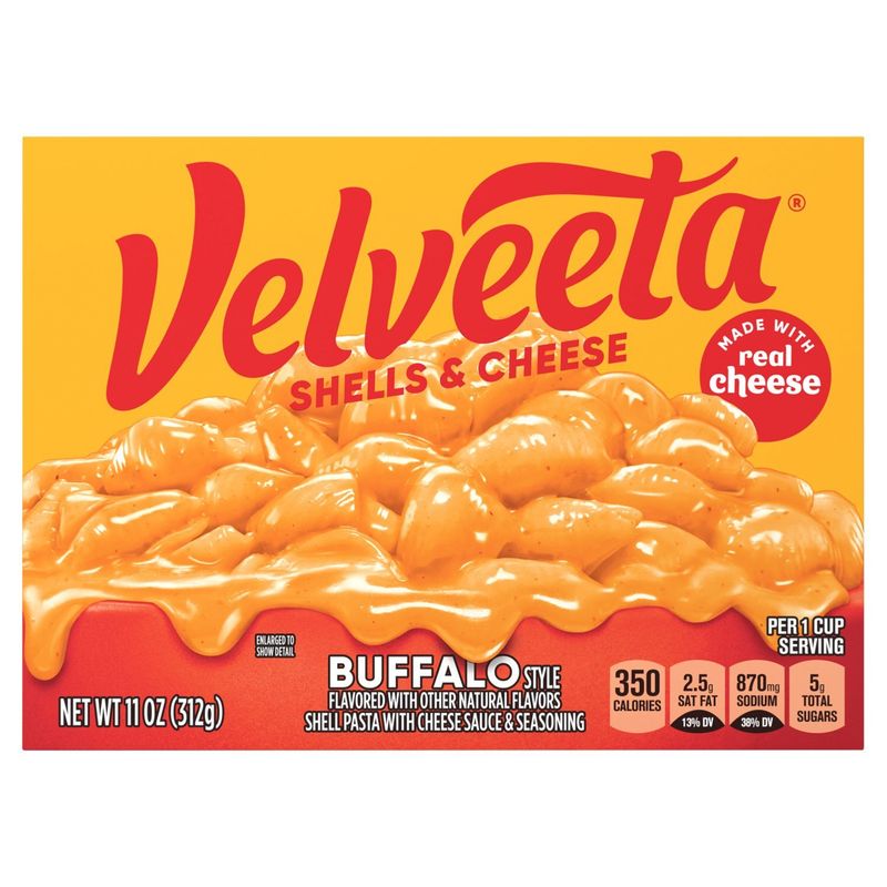 Velveeta Buffalo Style Flavored Shells Pasta with Cheese Sauce &amp; Seasoning, 11 oz
