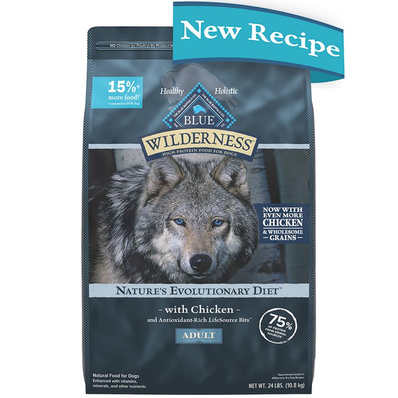 Blue Buffalo Wilderness High-Protein Natural Food for Dogs with Chicken, Adult, 24 lbs