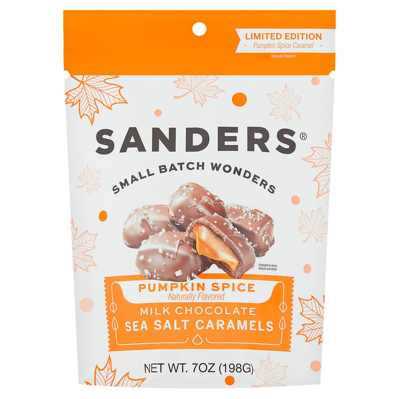 Sanders Pumpkin Spice Milk Chocolate Sea Salt Caramels Limited Edition, 7 oz