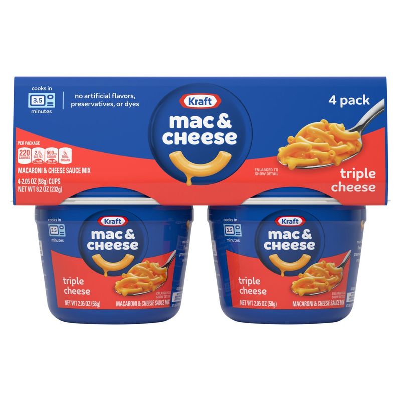 Kraft Mac &amp; Cheese Triple Cheese Macaroni &amp; Cheese Sauce Mix, 2.05 oz, 4 count