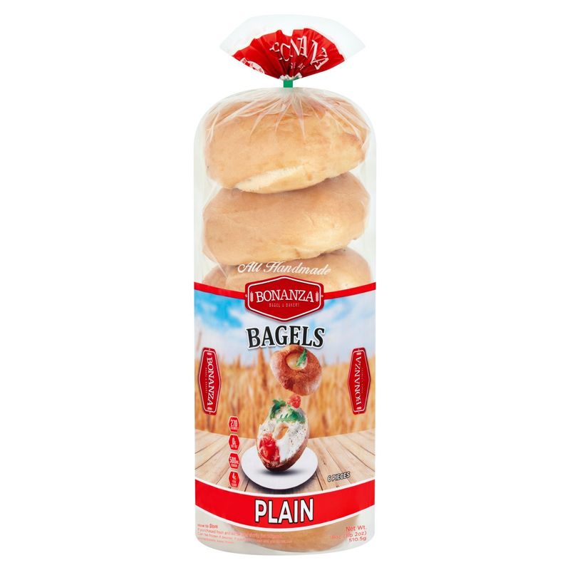 Bonanza Plain Bagels, 6 count, 18 oz