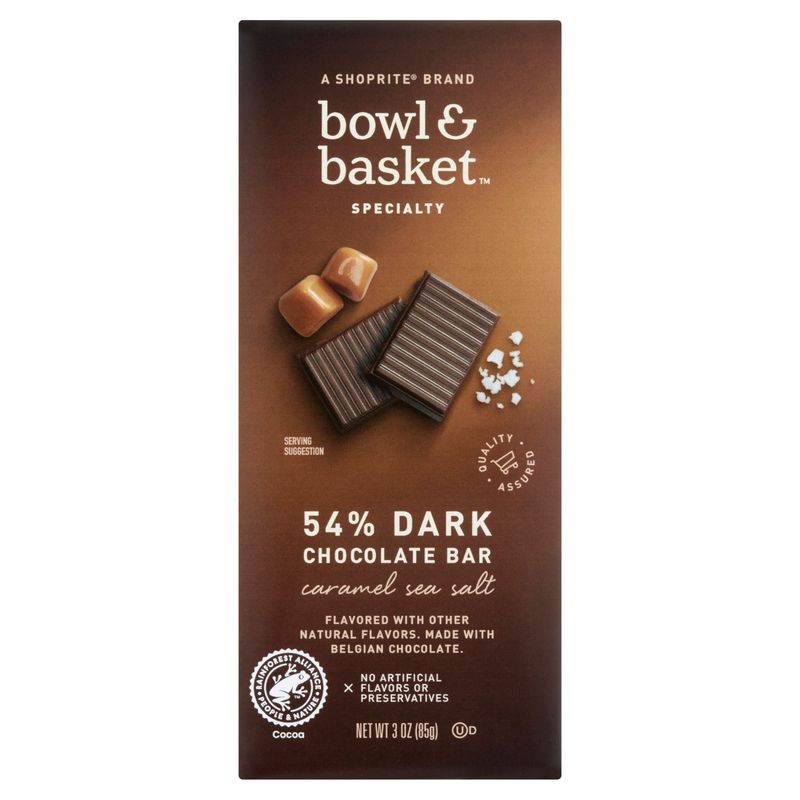 Bowl &amp; Basket Specialty Caramel Sea Salt 54% Dark Chocolate Bar, 3 oz