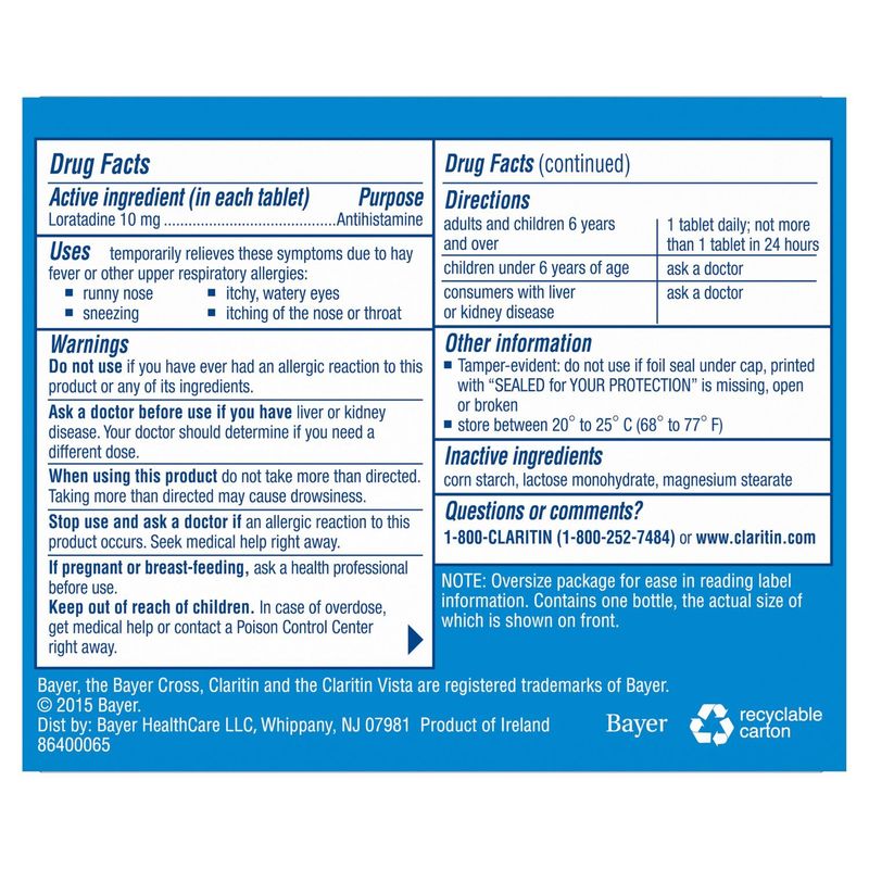 Claritin Non-Drowsy Original Prescription Strength Tablets, 10 mg, 30 count