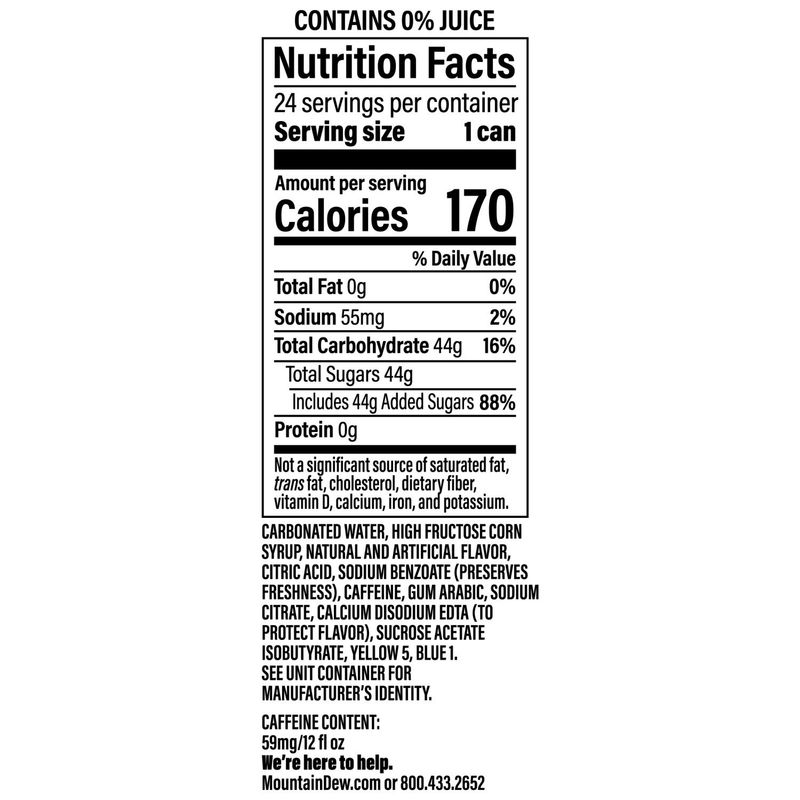 Mtn Dew Baja Blast DEW With A Blast Of Tropical Lime Flavor 12 Fl Oz 24 Count Cans