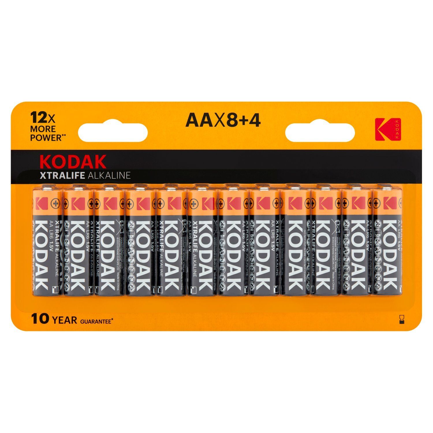 Kodak Xtralife Alkaline AA 1.5V Batteries, 12 count
