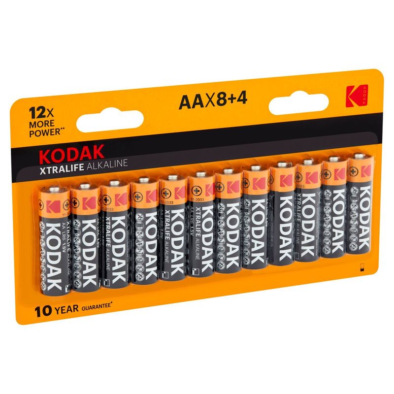 Kodak Xtralife Alkaline AA 1.5V Batteries, 12 count