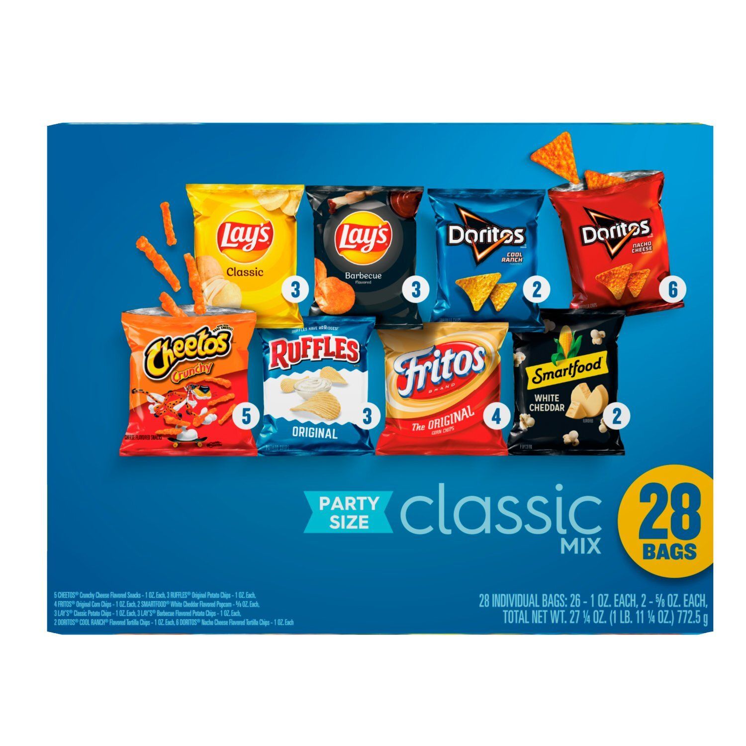 Frito Lay Snacks Classic Mix Variety Pack 27 1/4 Oz, 28 Count