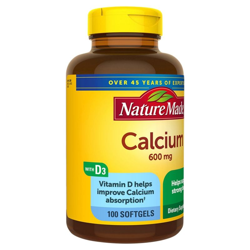 Nature Made Calcium 600 mg with Vitamin D3 for Immune Support, Tablets, 100 Count