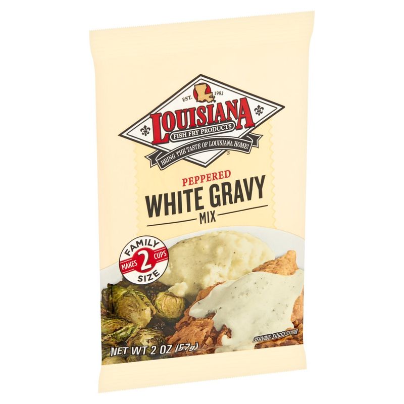 Louisiana Fish Fry Products Peppered White Gravy Mix Family Size, 2 oz