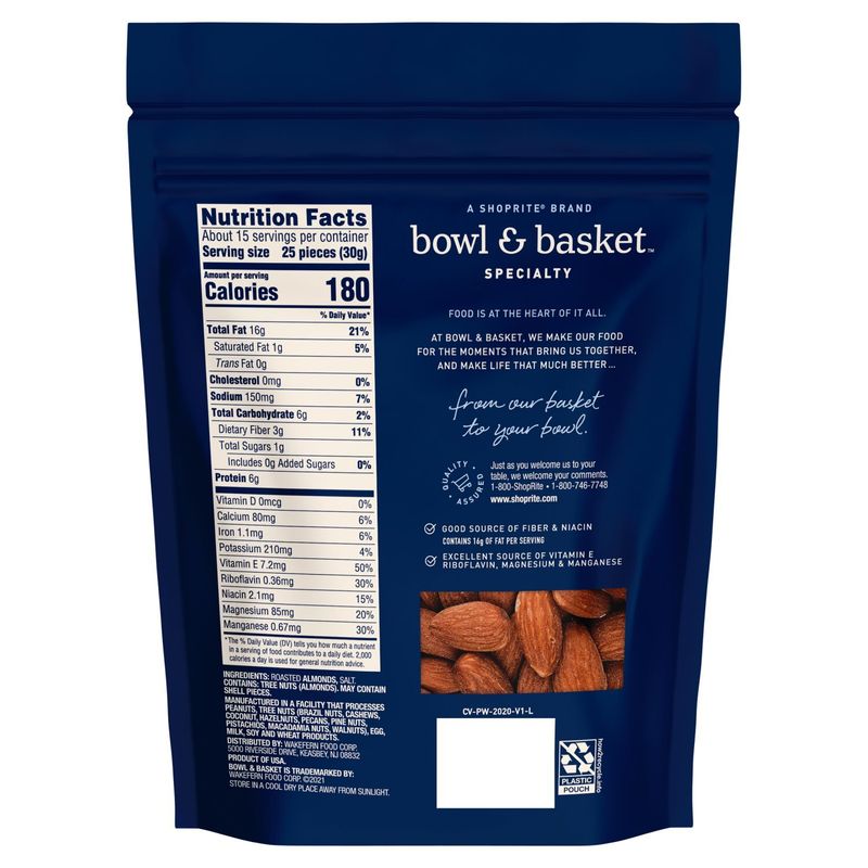 Bowl &amp; Basket Specialty Dry Roasted &amp; Salted Almonds, 16 oz