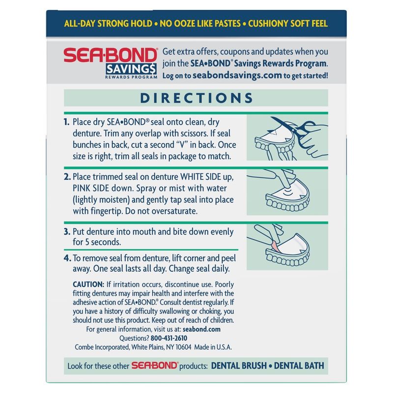 Sea-Bond Fresh Mint Denture Adhesive Seals, 30 count