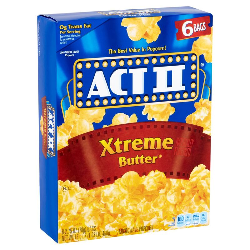 Act II Xtreme Butter Microwave Popcorn, 2.75 oz, 6 count