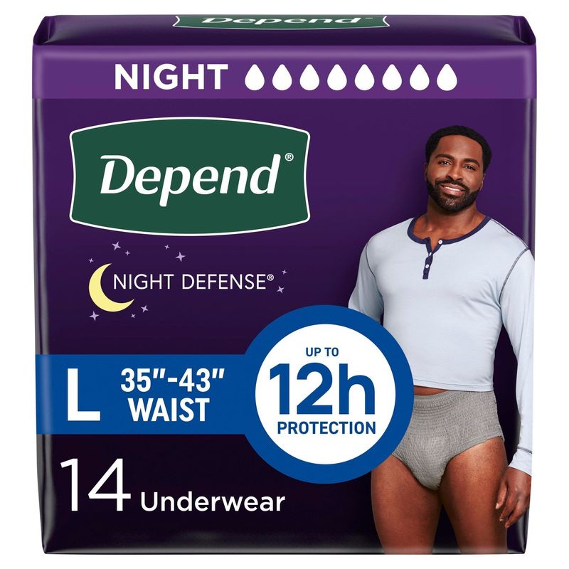 Depend Night Defense Fresh Protection Underwear, Size L, 14 count