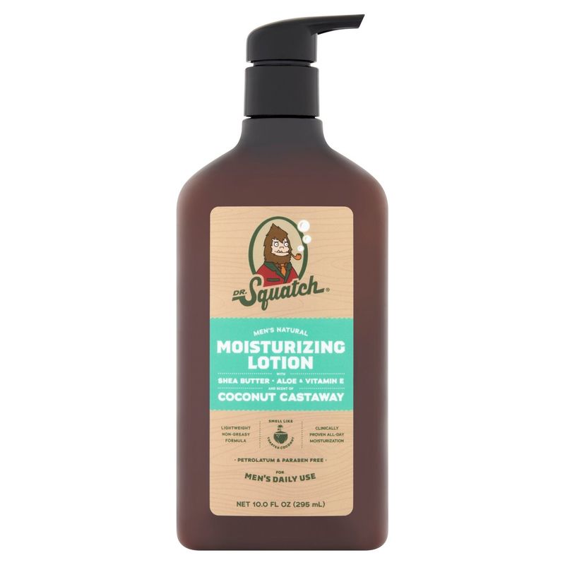 Dr. Squatch Men's Natural Coconut Castaway Moisturizing Lotion, 10.0 fl oz