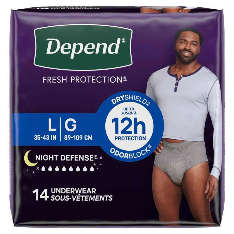 Depend Night Defense Fresh Protection Underwear, Size L, 14 count