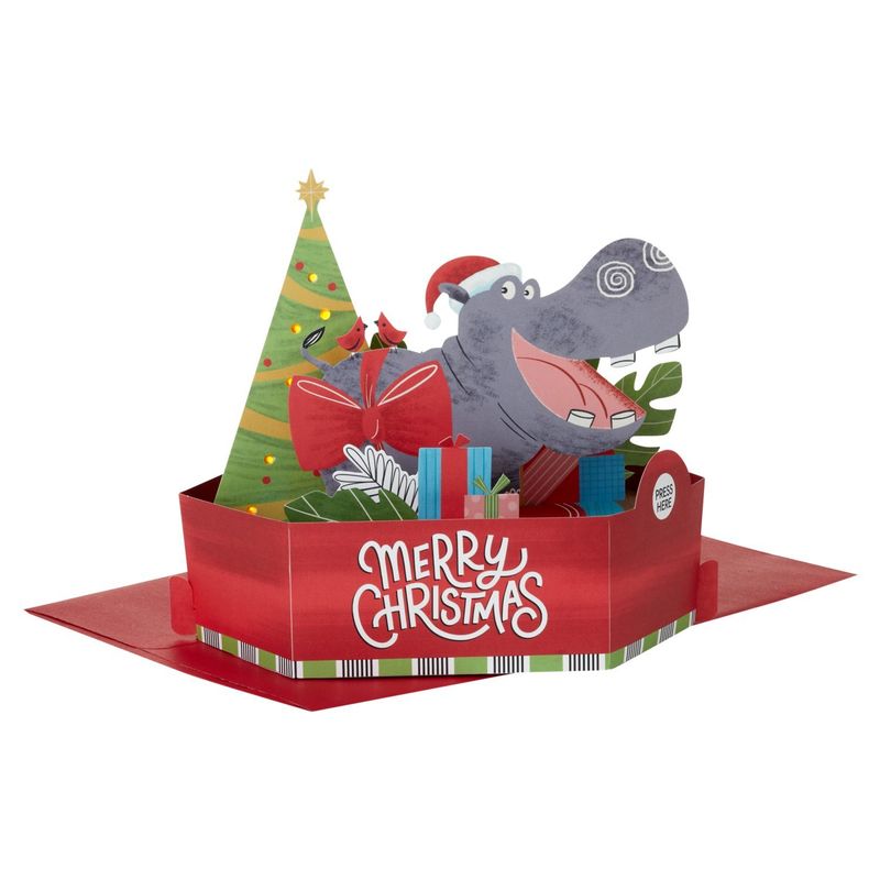 Hallmark Paper Wonder Musical Pop-Up Holiday Card with Light (I Want A Hippopotamus for Christmas)