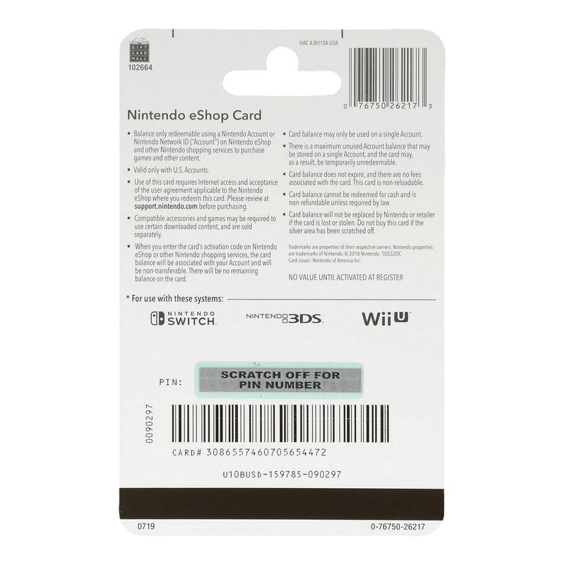 Nintendo America $10 Gift Card, 1 each