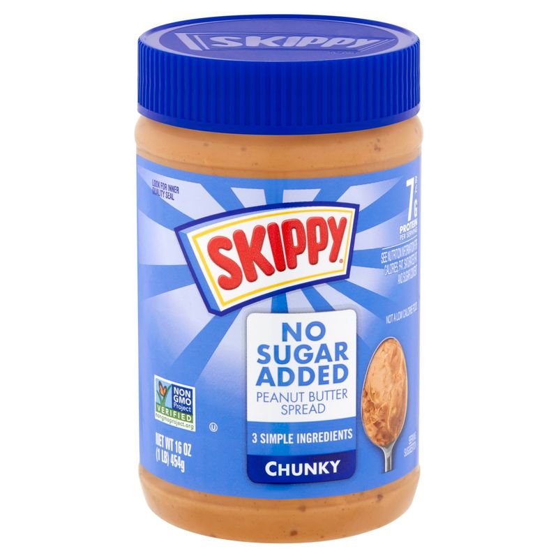 Skippy No Sugar Added Chunky Peanut Butter Spread, 16 oz