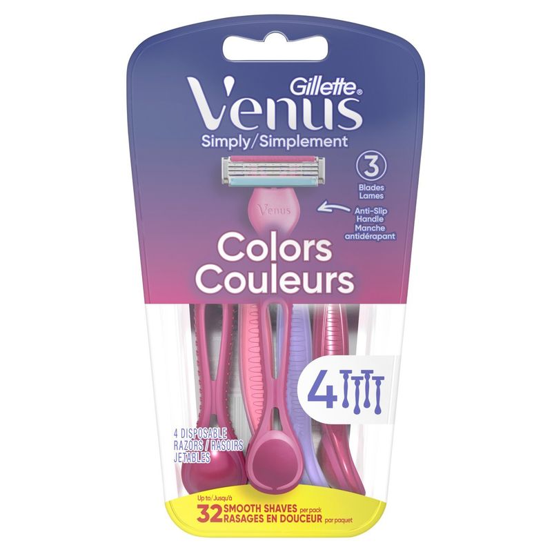 Gillette Venus Simply Colors Disposable Razors, 4 count