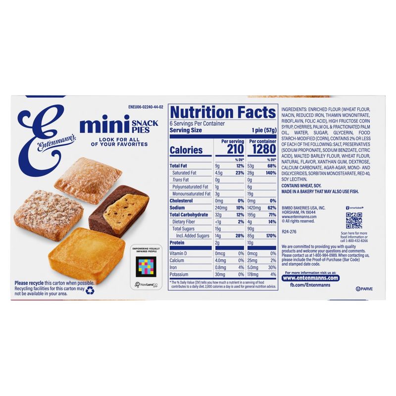 Entenmann's Cherry Mini Snack Pies, 6 count, 12 oz