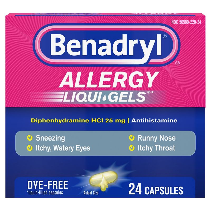 Benadryl Allergy Dye-Free Liqui-Gels, 24 count
