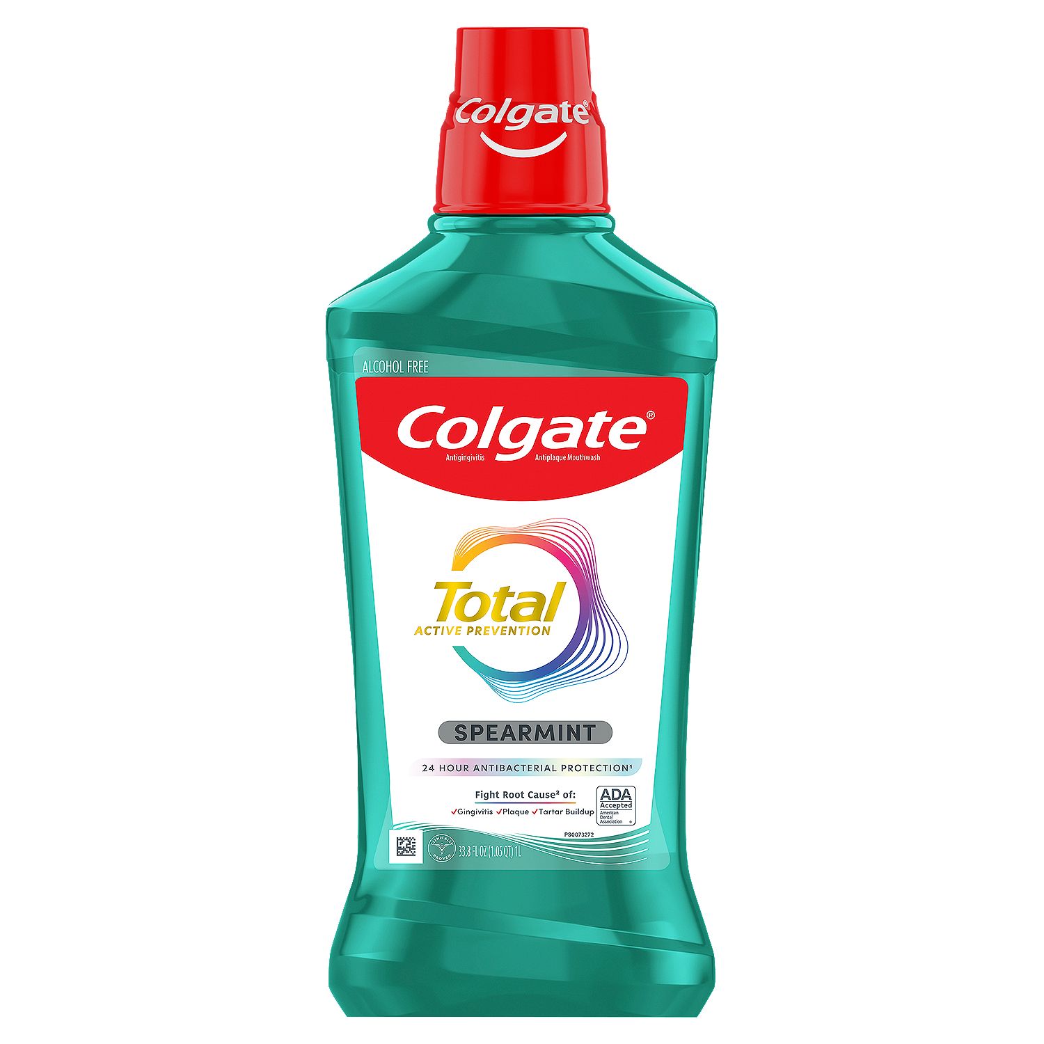 Colgate Total Active Prevention Spearmint Alcohol Free Mouthwash, 33.8 fl oz