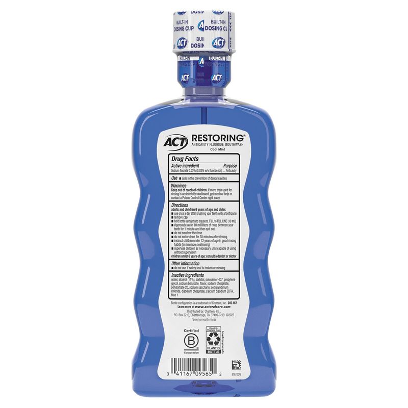 ACT Restoring Cool Mint Anticavity Fluoride Mouthwash, 18 fl oz