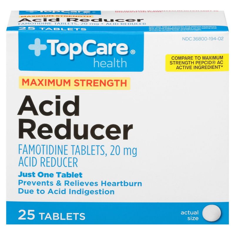 TopCare Health Maximum Strength Acid Reducer Famotidine Tablets, 20 mg, 25 count