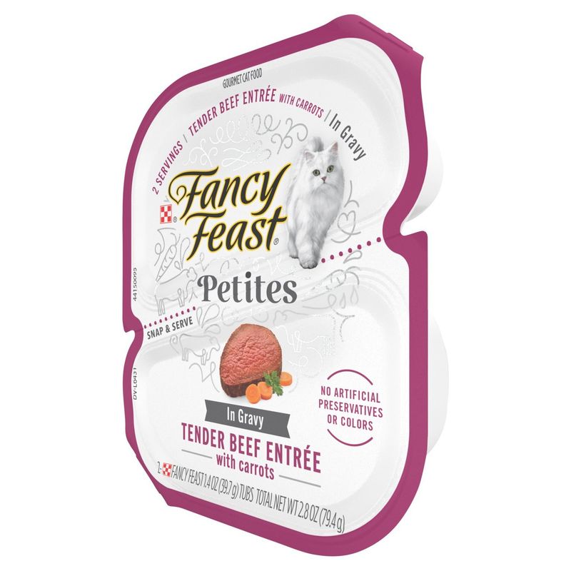 Purina Fancy Feast Petites Beef Entrée with Carrots in Gravy Gourmet Cat Food, 1.4 oz, 2 count