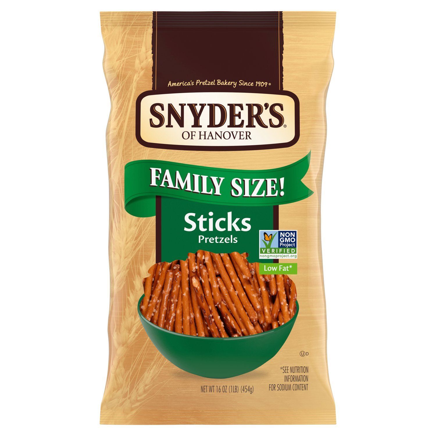 Snyder's of Hanover Low Fat Sticks Pretzels Family Size!, 16 oz