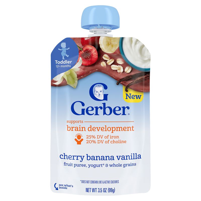 Gerber Cherry Banana Vanilla Baby Food, Toddler 12+ months, 3.5 oz