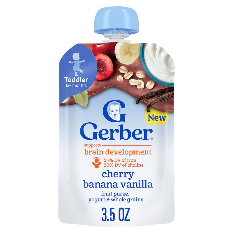 Gerber Cherry Banana Vanilla Baby Food, Toddler 12+ months, 3.5 oz