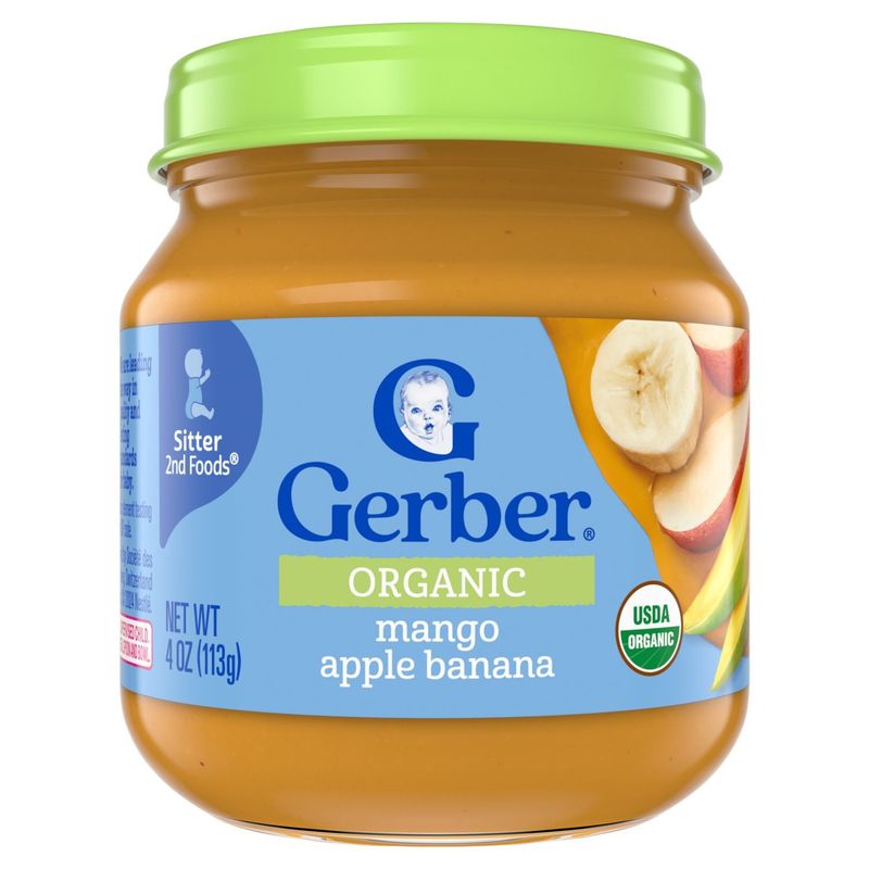 Gerber 2nd Foods Organic Mango Apple Banana Baby Food, Sitter, 4 oz