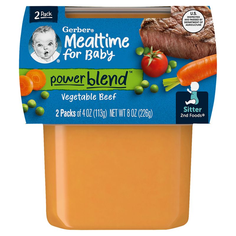 Gerber 2nd Foods Vegetable Beef Nourishing Blends Baby Food, Sitter, 4 oz, 2 count