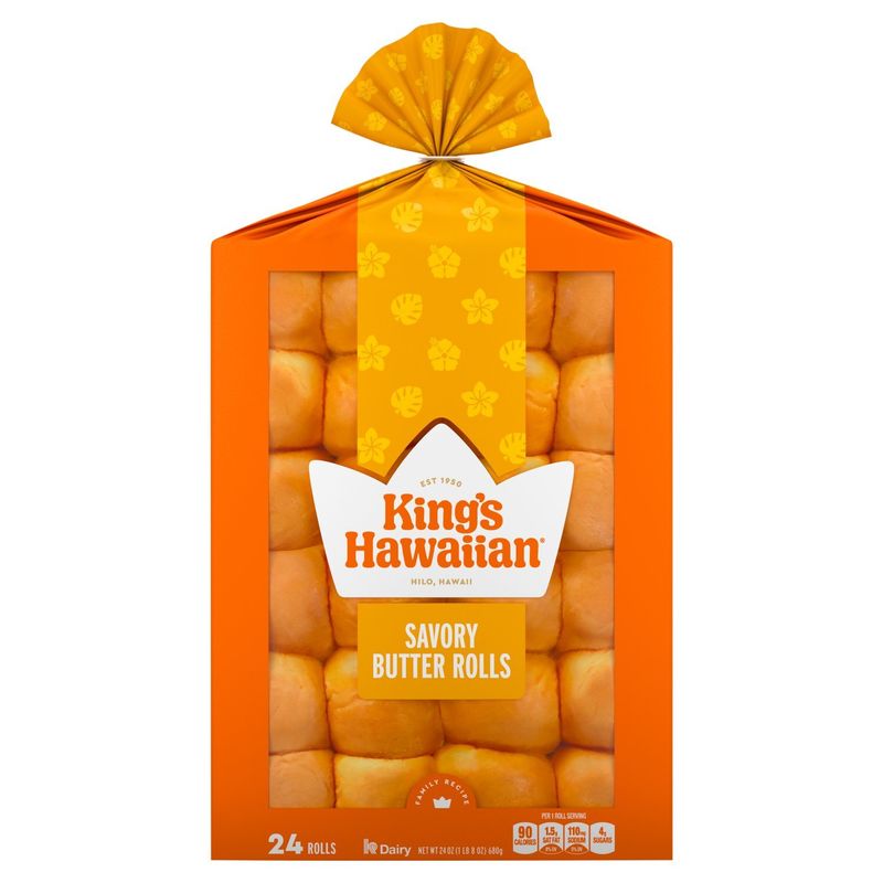 King's Hawaiian Savory Butter Rolls, 24 count, 24 oz