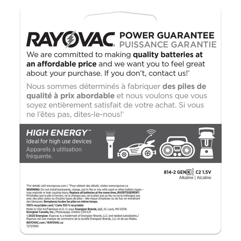 Rayovac High Energy C 1.5V Alkaline Batteries, 2 count