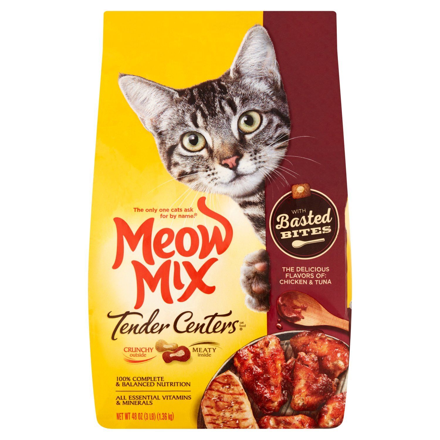 Meow Mix Tender Centers Chicken &amp; Tuna with Basted Bites Cat Food, 48 oz