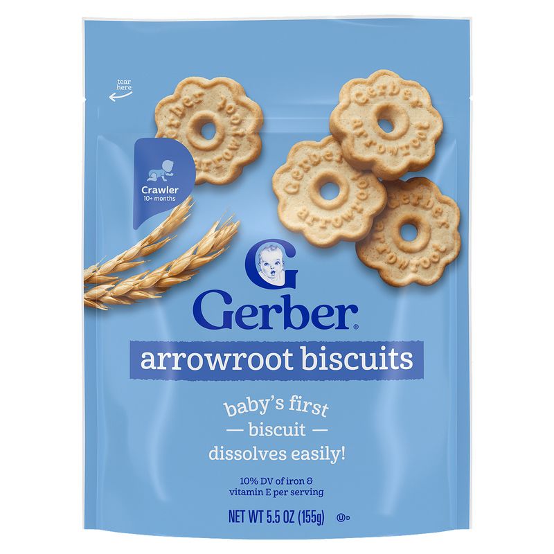 Gerber Arrowroot Biscuits Baby Food, Crawler 10+ months, 5.5 oz