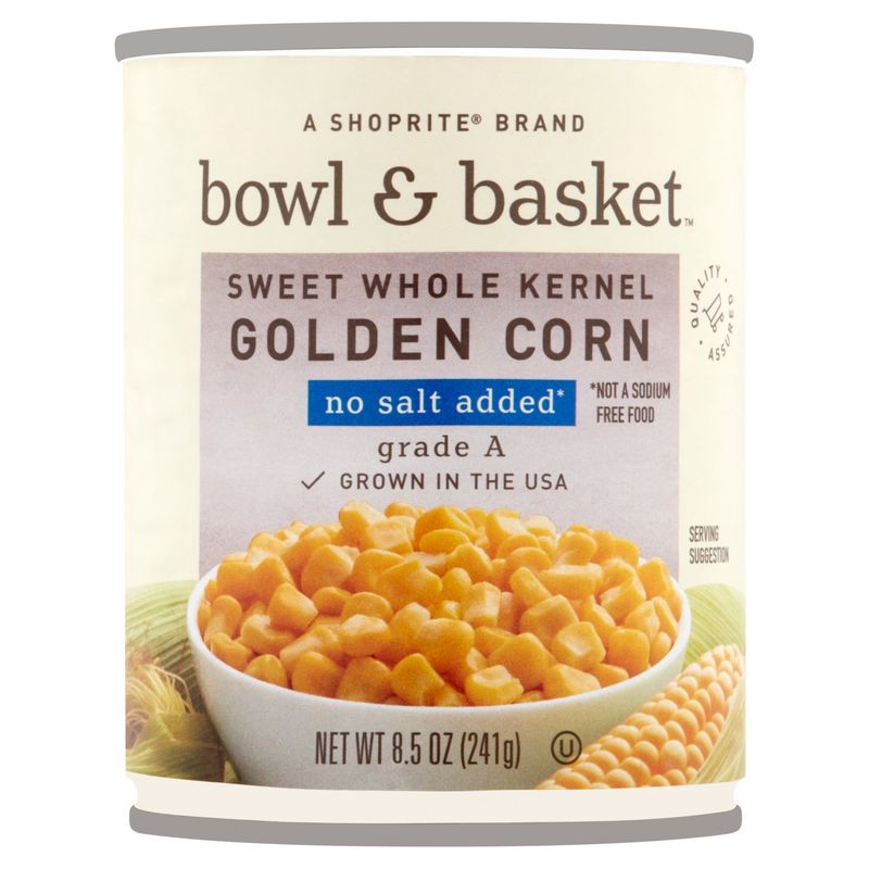 Bowl &amp; Basket No Salt Added Sweet Whole Kernel Golden Corn, 8.5 oz