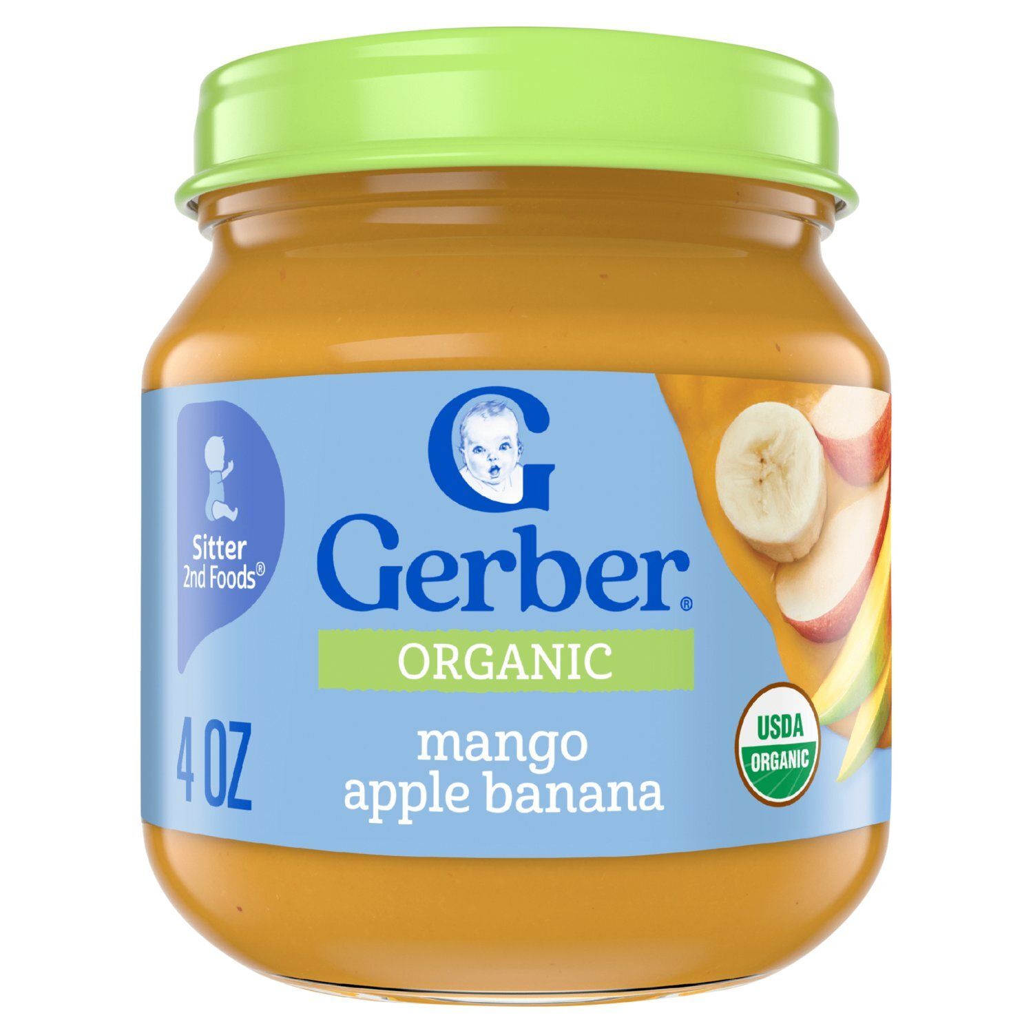 Gerber 2nd Foods Organic Mango Apple Banana Baby Food, Sitter, 4 oz