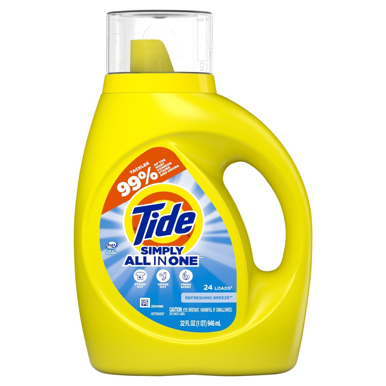 Tide Simply All-In-One Liquid Laundry Detergent, Refreshing Breeze, 24 Loads , 32 fl oz