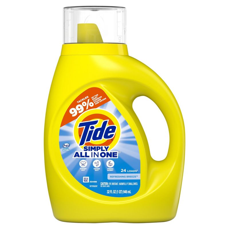 Tide Simply All-In-One Liquid Laundry Detergent, Refreshing Breeze, 24 Loads , 32 fl oz