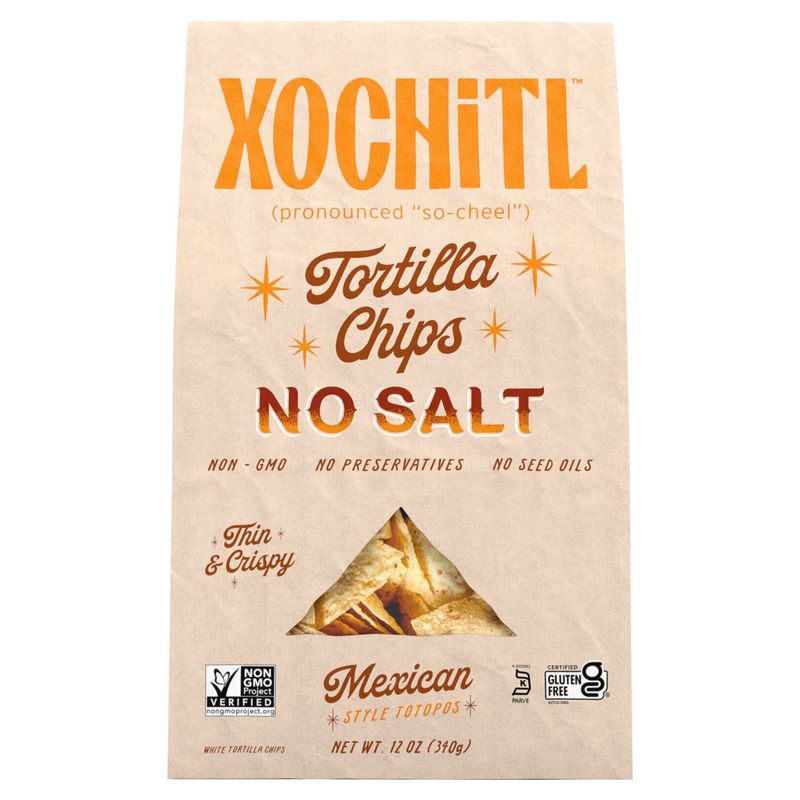 Xochitl No Salt Mexican Style Totopos White Tortilla Chips, 12 oz