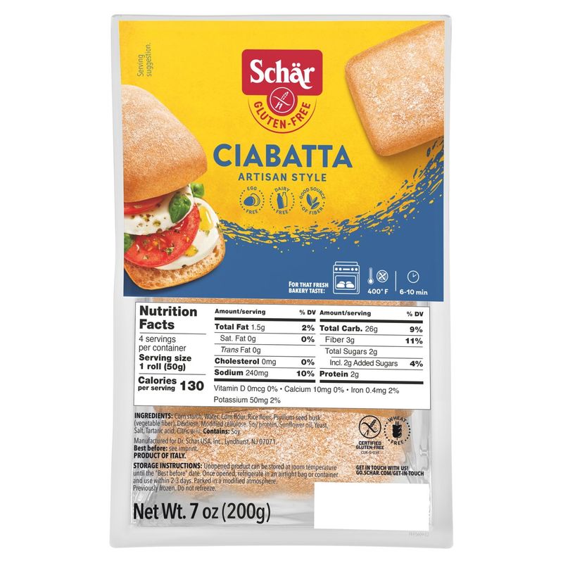 Schär Gluten-Free Artisan Style Ciabatta, 7 oz