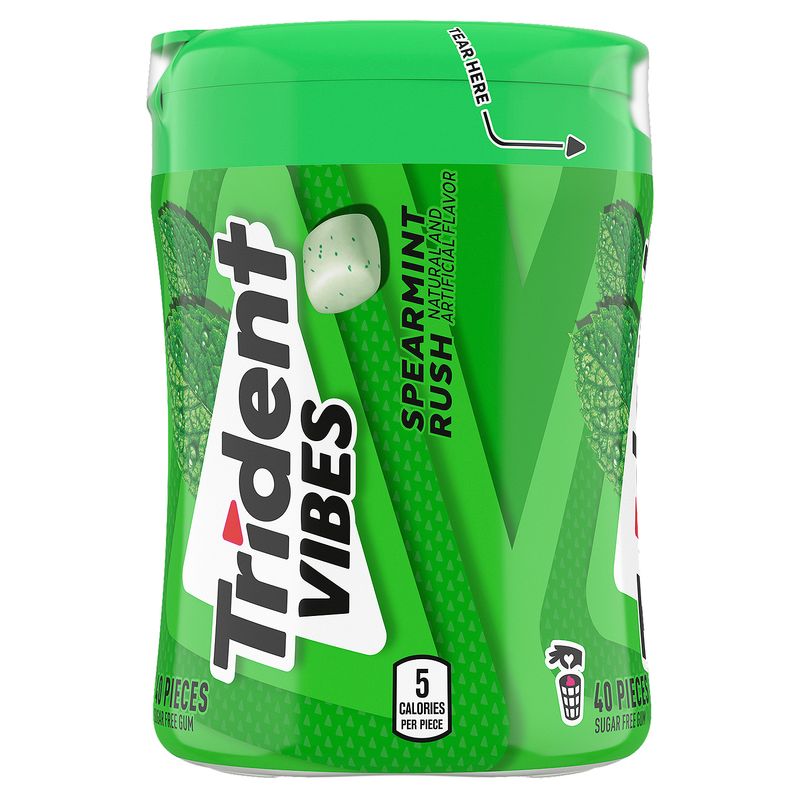 Trident Vibes Spearmint Rush Sugar Free Gum, 40 count