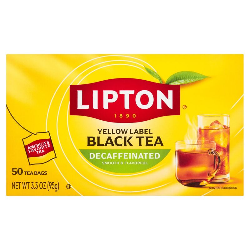 Lipton Decaffeinated Yellow Label Black Tea Bags, 50 count, 3.3 oz