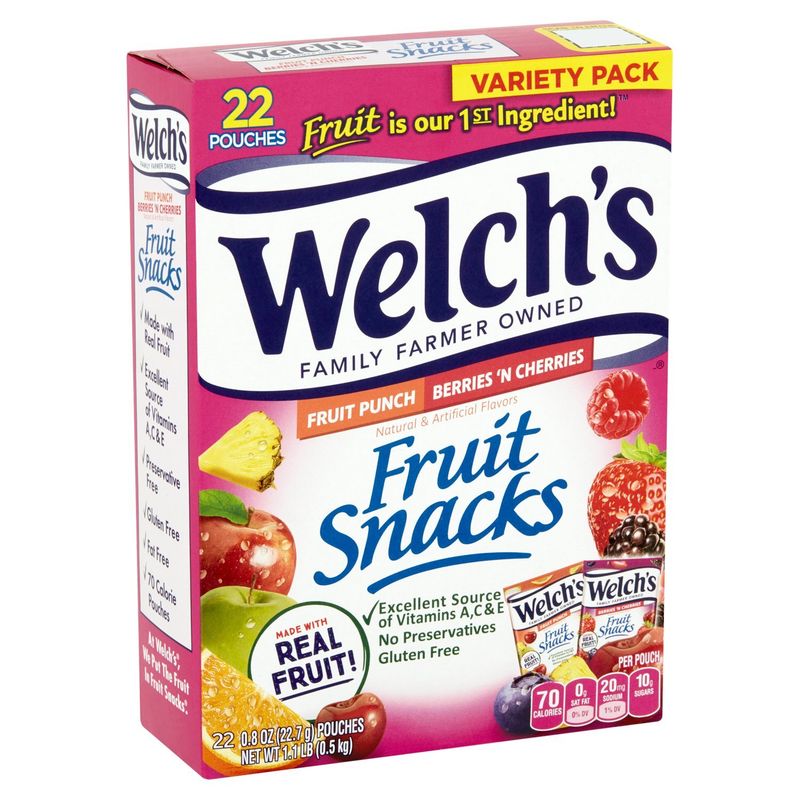 Welch's Fruit Punch &amp; Berries 'n Cherries Fruit Snacks Variety Pack, 0.8 oz, 22 count