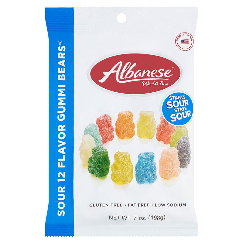 Albanese Sour 12 Flavor Gummi Bears, 7 oz